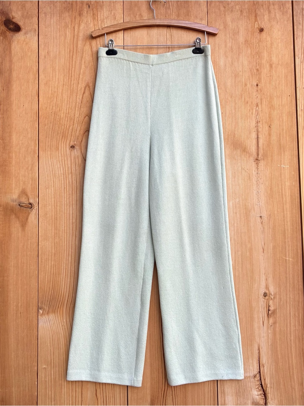 St John Santana Knit Wide Leg Pale Green Pants Sz 10